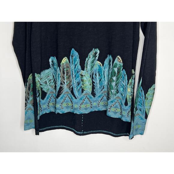 Double-D Ranch Handpainted Beaded Cotton Western Tunic Black/Blue Small - Picture 4 of 9